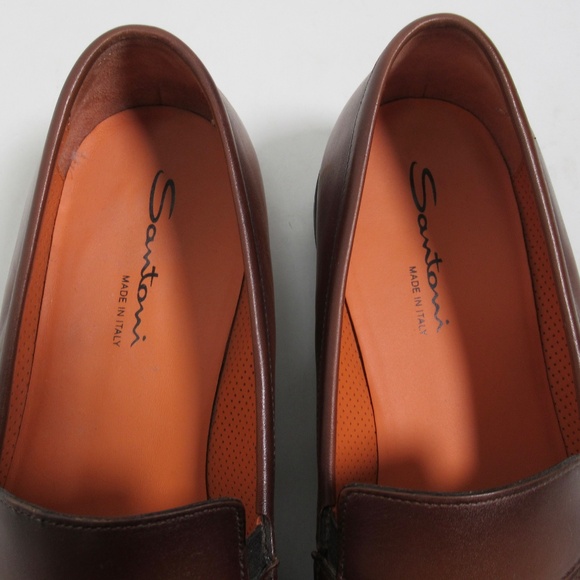 Santoni Men's Dark Brown Leather Easy Loafer Size 13 US / 12 UK / 48 EU - Picture 4 of 12